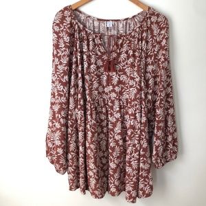 Old Navy Boho Leaf Print Top Size 3X